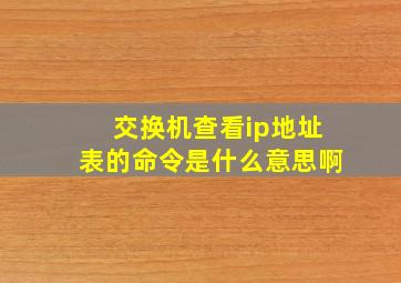 交换机查看ip地址表的命令是什么意思啊