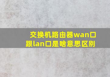 交换机路由器wan口跟lan口是啥意思区别