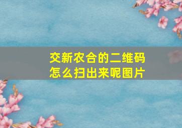 交新农合的二维码怎么扫出来呢图片