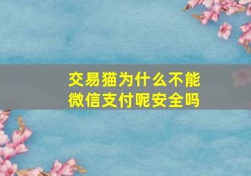 交易猫为什么不能微信支付呢安全吗