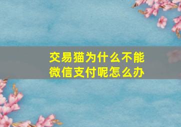 交易猫为什么不能微信支付呢怎么办