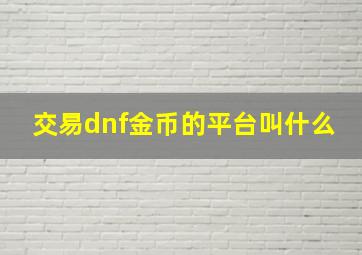 交易dnf金币的平台叫什么