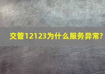 交管12123为什么服务异常?