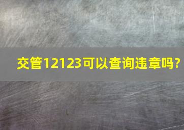 交管12123可以查询违章吗?