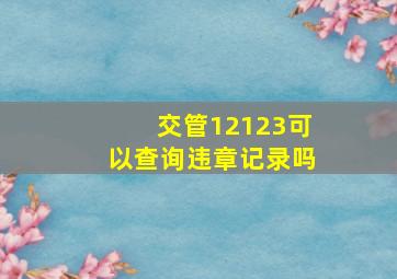 交管12123可以查询违章记录吗