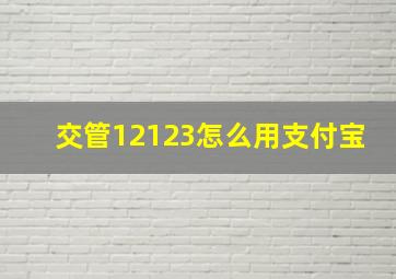 交管12123怎么用支付宝