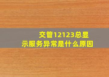 交管12123总显示服务异常是什么原因