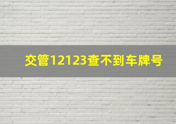 交管12123查不到车牌号