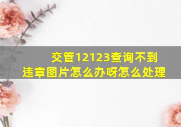 交管12123查询不到违章图片怎么办呀怎么处理