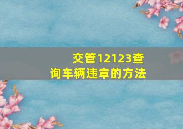 交管12123查询车辆违章的方法