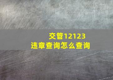 交管12123违章查询怎么查询