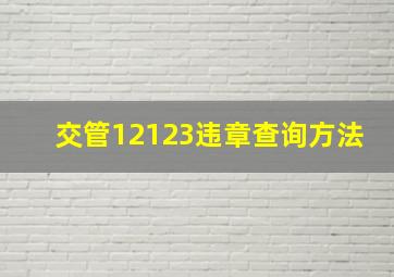 交管12123违章查询方法