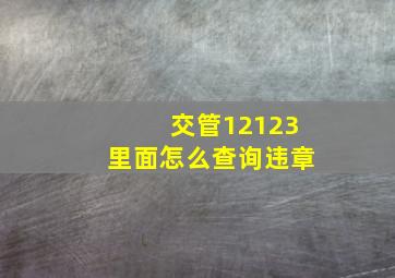 交管12123里面怎么查询违章