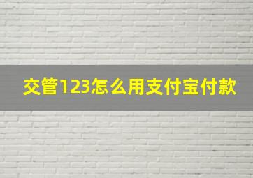 交管123怎么用支付宝付款