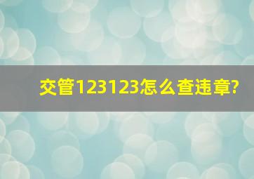 交管123123怎么查违章?