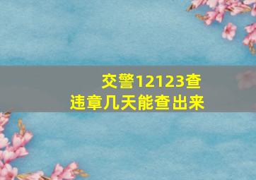 交警12123查违章几天能查出来