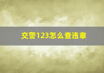 交警123怎么查违章