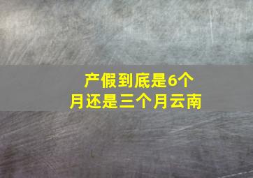 产假到底是6个月还是三个月云南