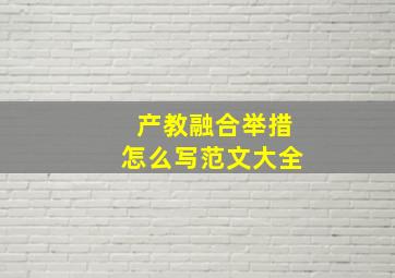 产教融合举措怎么写范文大全