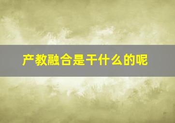 产教融合是干什么的呢