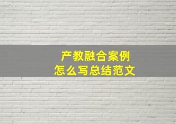 产教融合案例怎么写总结范文