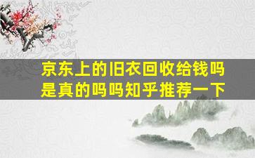 京东上的旧衣回收给钱吗是真的吗吗知乎推荐一下