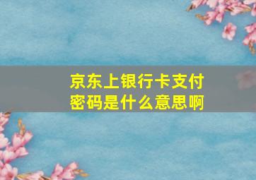 京东上银行卡支付密码是什么意思啊