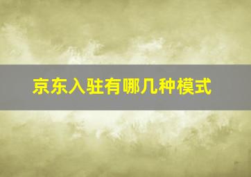 京东入驻有哪几种模式