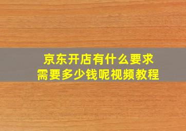 京东开店有什么要求需要多少钱呢视频教程