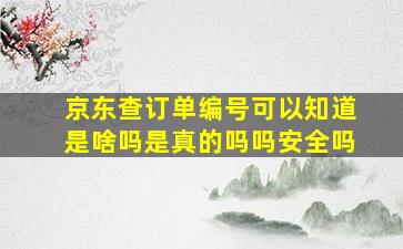 京东查订单编号可以知道是啥吗是真的吗吗安全吗