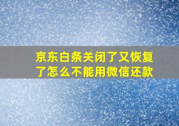 京东白条关闭了又恢复了怎么不能用微信还款