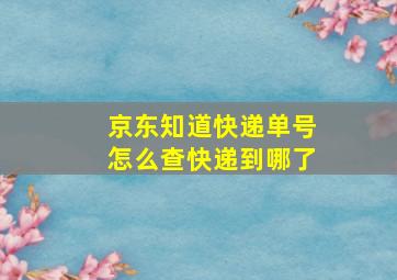 京东知道快递单号怎么查快递到哪了