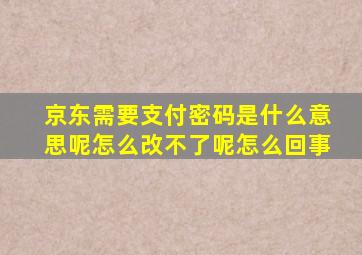 京东需要支付密码是什么意思呢怎么改不了呢怎么回事