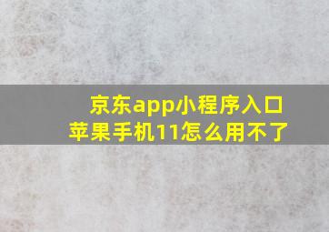 京东app小程序入口苹果手机11怎么用不了