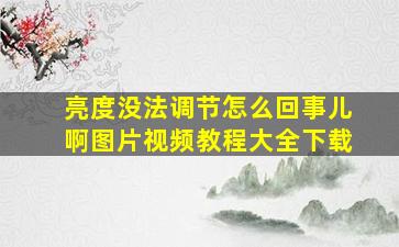 亮度没法调节怎么回事儿啊图片视频教程大全下载