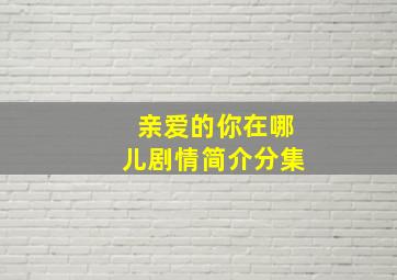 亲爱的你在哪儿剧情简介分集