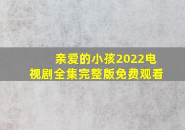 亲爱的小孩2022电视剧全集完整版免费观看