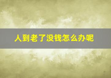 人到老了没钱怎么办呢