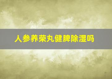 人参养荣丸健脾除湿吗