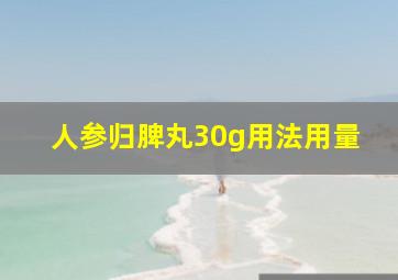 人参归脾丸30g用法用量