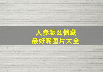 人参怎么储藏最好呢图片大全