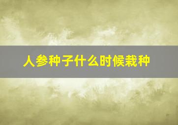 人参种子什么时候栽种