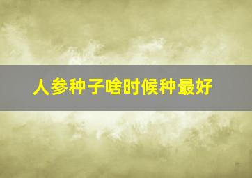 人参种子啥时候种最好