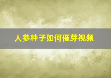 人参种子如何催芽视频