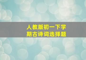 人教版初一下学期古诗词选择题