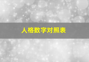 人格数字对照表