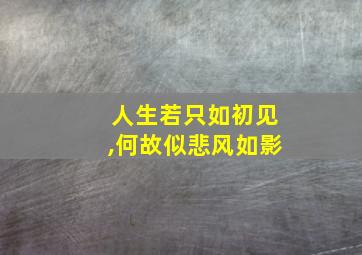 人生若只如初见,何故似悲风如影