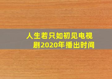 人生若只如初见电视剧2020年播出时间