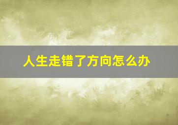 人生走错了方向怎么办