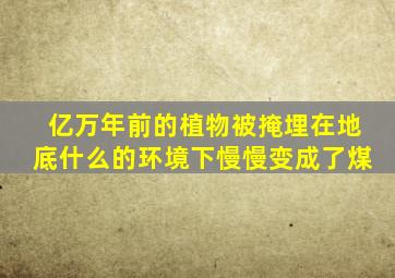 亿万年前的植物被掩埋在地底什么的环境下慢慢变成了煤